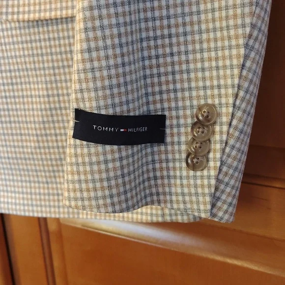 NWT Tommy Hilfiger Conrad Tan/Grey Sport Coat 44REG Flex - Picture 6 of 14